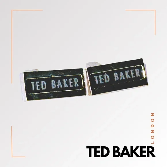 TED BAKER Men's Silver & Black Logo Cufflinks - Picture 2 of 7